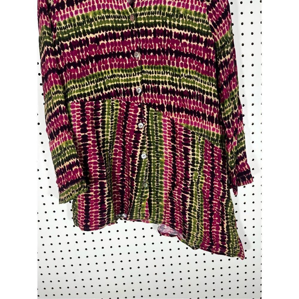 Habitat Button Down Multi Color Ported Blouse Siz… - image 3